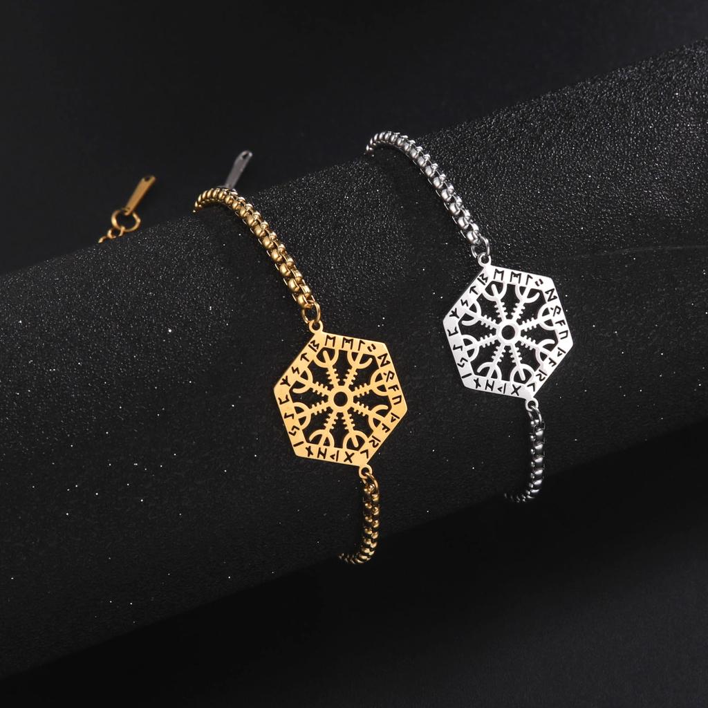 Viking Vegvisir Compass Bracelet Nordic Runes Bangle Amulet Odin Scandinavian Talisman Stainless Steel Vintage Jewelry