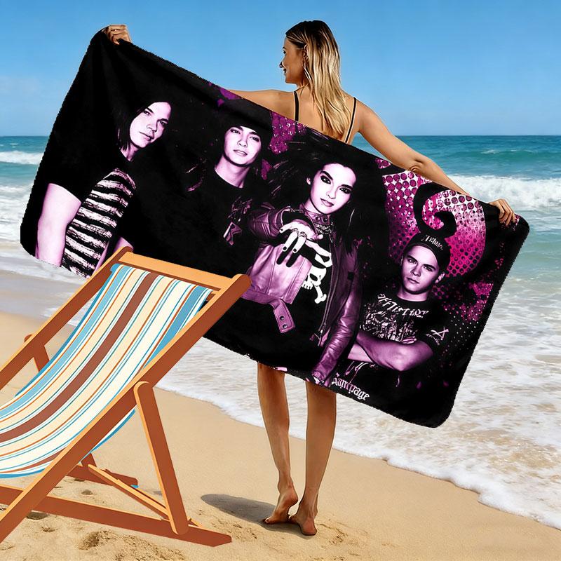Tokio Hotel Band Print Beach Towel, Large Soft Quick Dry Towel for Beach Camping Swimming