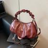 New Autumn and Winter PU Zipper Versatile Crossbody Bag  Fashionable Large Capacity Pleated Light Luxury Shoulder Bags