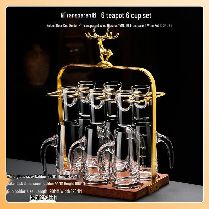 Chinese Style Crystal Glass Baijiu Decanter & Cup Set