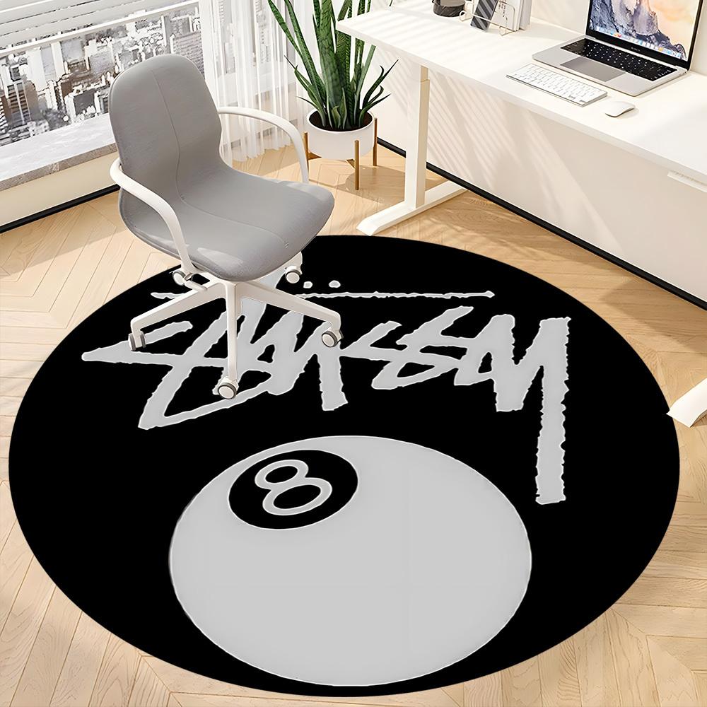 1pc Stussy, Eight-Ball Chair Carpet for Office - Indoor Non-Slip Washable Polyester Fiber Carpet, Soft Comfortable Mat For Office yy250928039