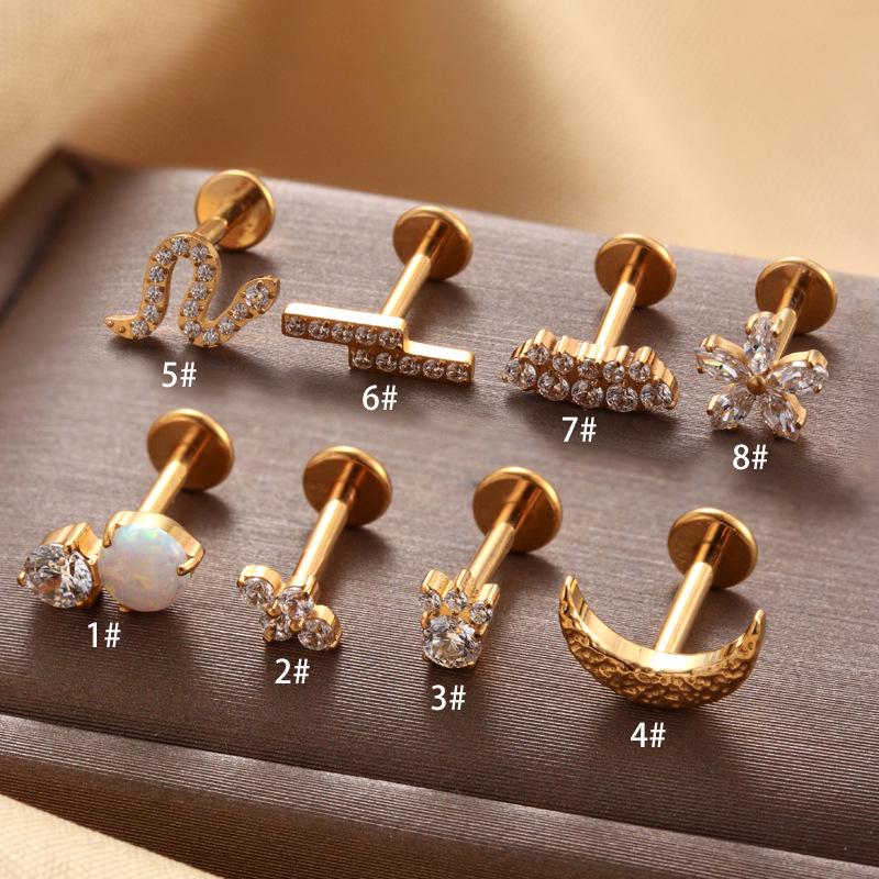 

Хенсон F136 Титановый сплав Серьги-клипсы на кость уха, инкрустированные цирконием 1#