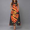 Women Plus Size Sleeveless Round Neck Dress Luxe Large Blossom Printed Flowy Calf Length Gown