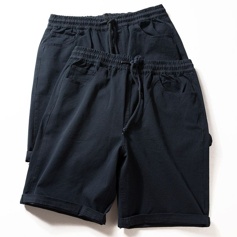 Outwear Pure Cotton Navy Blue Simple Straight Casual Shorts Navy Blue XL