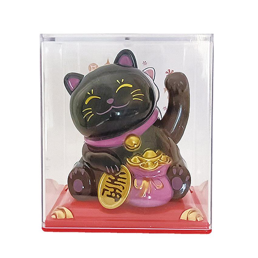 Y Solar Fortune Cat Waving Hand Ornament: Light-Powered Decor for Car, Living Room, or Office Desk