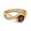 Garnet Split Band Crossover Pave Ring - 925 Sterling Silver Gold Vermeil