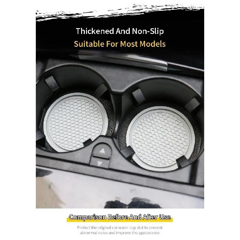 2Pcs Car Coaster Water Cup Holder Anti-slip Pad Mat Silicone Gadget Round Heat Insulation Mats Car Interior Accessories