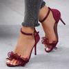 Sexy Temperament High-heeled Sandals Women's 2025 Summer New Lace One-word Sandals Large-size Stiletto Sandals
