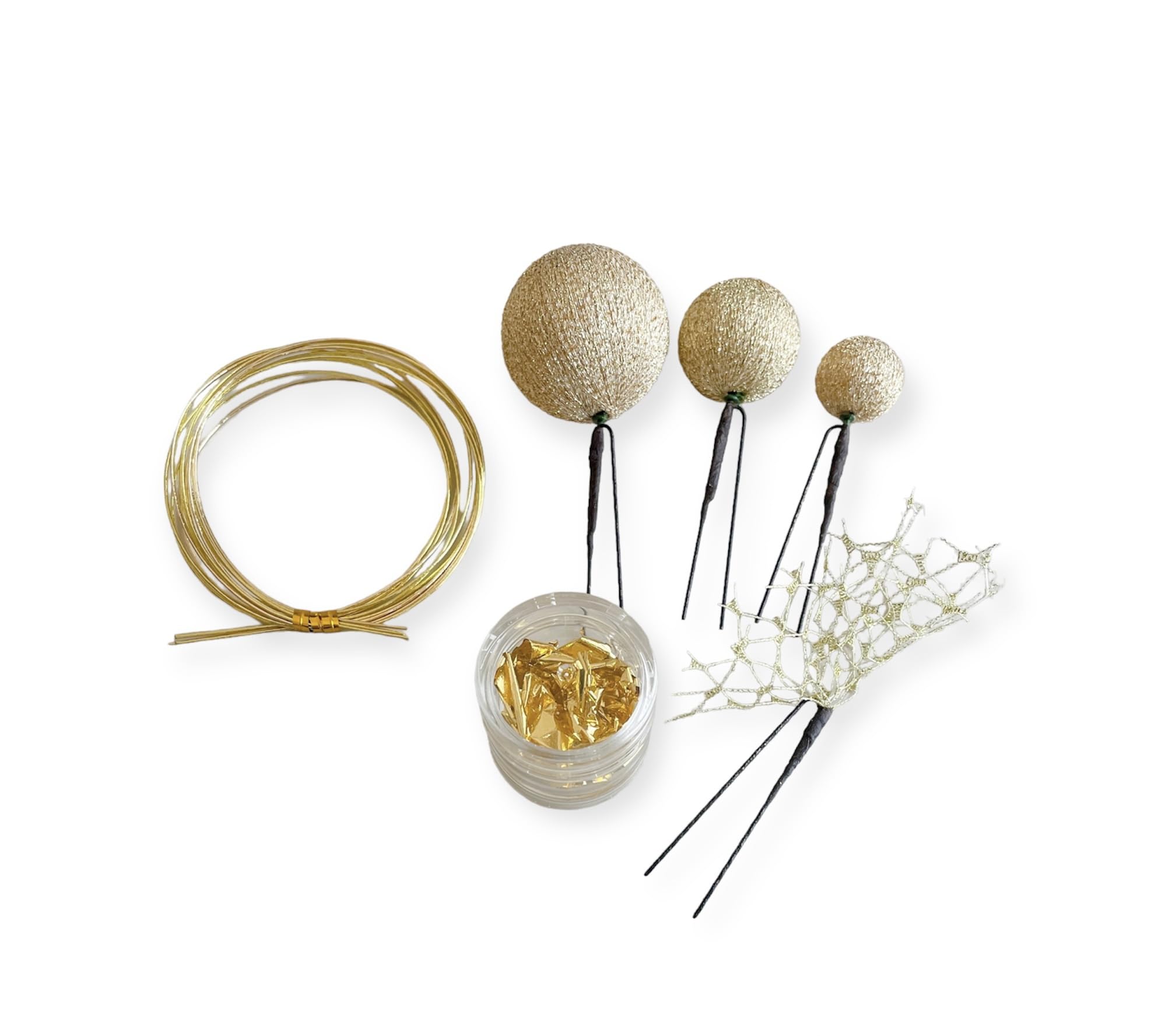 

Japanese Hair Gold Tamakanzashi with Mizuhiki and Gold Leaf Perfect for and Ornament, Mesh, Coming-of-Age Ceremonies, Graduations, Weddings, золотий