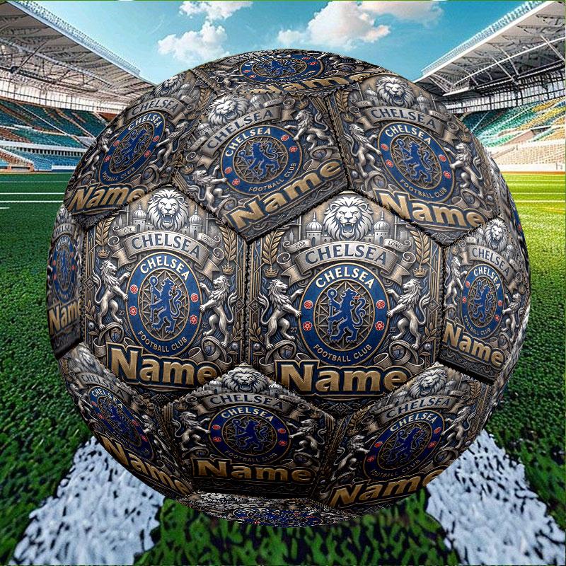 Custom Name Personalized Chelsea Football Club Print Size 5 Soccer Ball Training & Match Football, for Team, Kicking, Gift for Football Enthusiasts