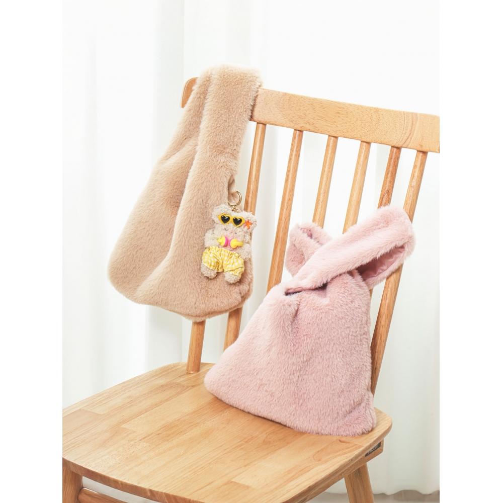 Daiso Bordle Fourrure Cabas Carré Marron