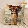 Retro Roman Architectural Cushion Cover Silky Short Plush Invisible Zipper Dustproof Sofa Pillow Case For Home Decor