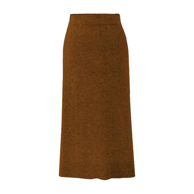 

Шерстяная юбка миди для женщин на осень и зиму. Трикотажная облегающая юбка больших размеров. Юбка-карандаш средней длины с высокой талией и разрезом. 6XL