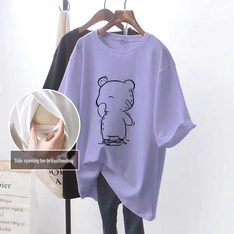 Modisches Sommer Still-T-Shirt: Mittellang, kurzärmlig, seitliche Öffnung, vielseitig für den Hot Mom Style