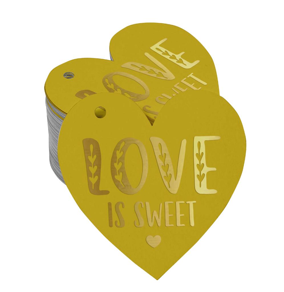 Inkdotpot 100 Pack Real Silver Foil Paper Tag Love Is Sweet Wedding Favor Hang