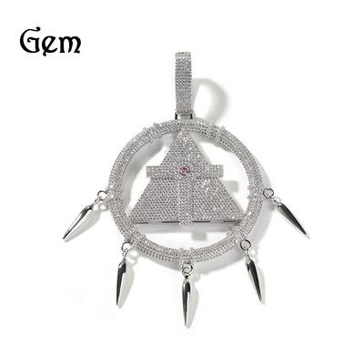 Hip Hop New Game King Millennium Wisdom Wheel Pendant Necklace Copper Inlaid Zircon Geometric Retro Necklace Accessories