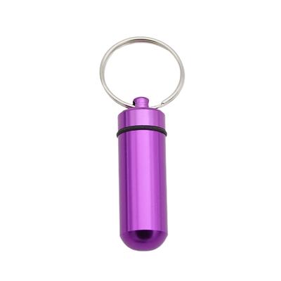 1 Pz Portachiavi Mini in Alluminio Portatile Impermeabile Porta Pillole Scatola Flacone Custodia