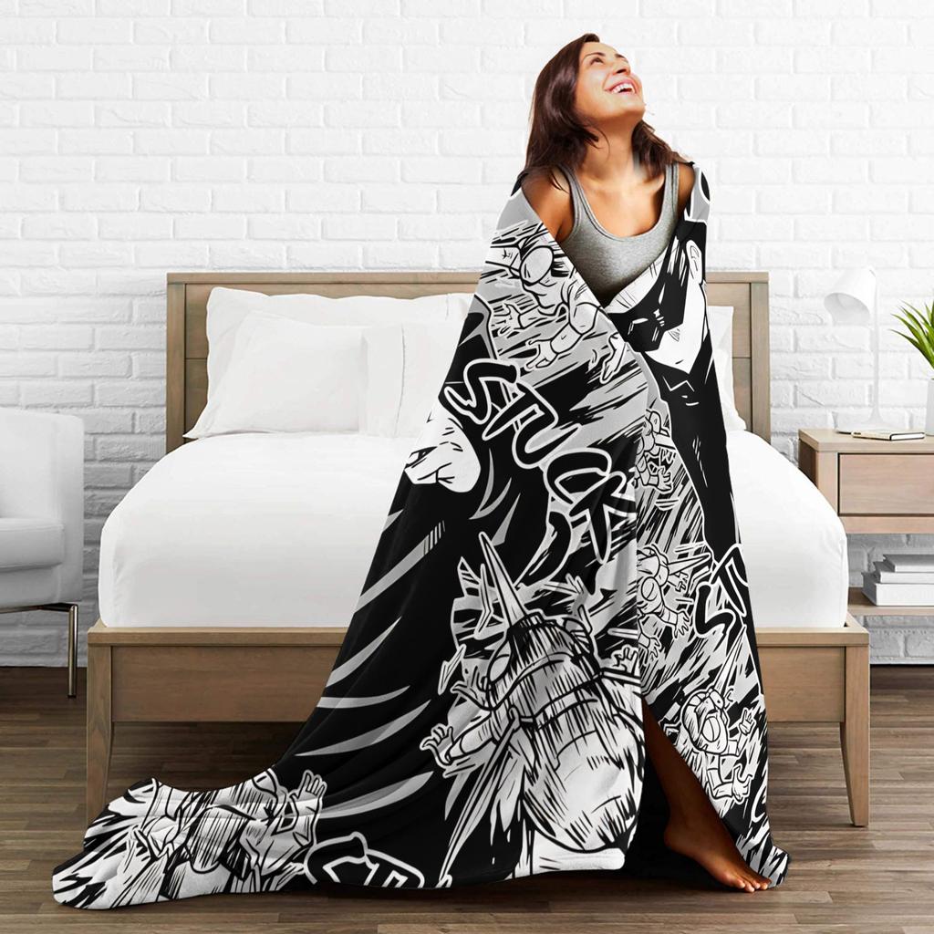 Anime Satoru Gojo Blanket  Airplane Travel Flannel Bedding Throws For Couch Chair Warm Custom Quality Bedspread Birthday Gift