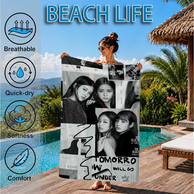 kpop BP Fashion Beach Towel, Microfiber Beach Towel, Perfect For Pool, Beach, Travel, Home Decor Beach Party Fan gifts