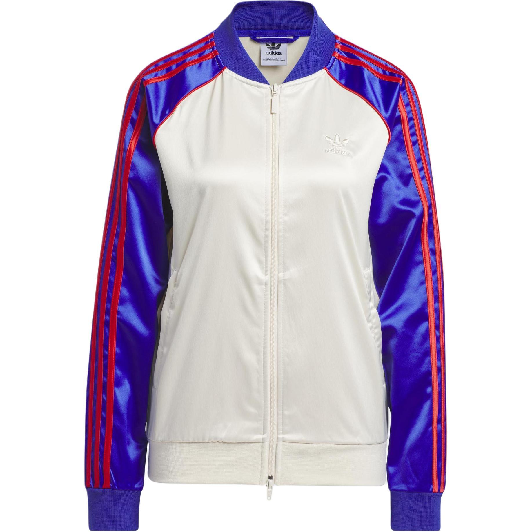 (WMNS) adidas Satin SST Track Jackets White Purple Women s IC5226 L