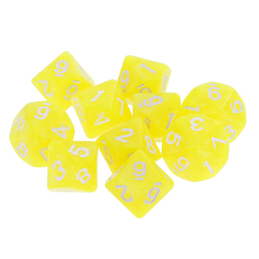 10 Pcs Various Dice with Numbers, Toy Dies for Boys and Girls, Birthday Party жёлтый