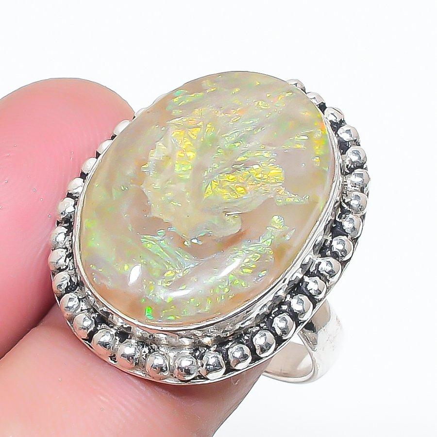 Natural Yellow Triplet Opal 925 Sterling Silver Jewelry Ring Size 7 AR-16916