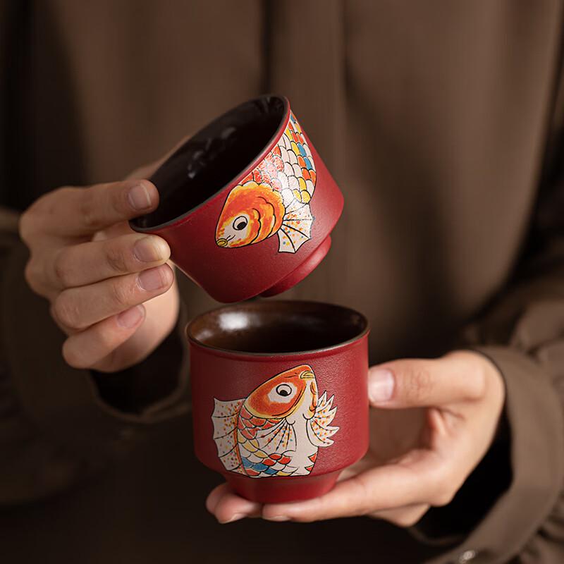 National Tide Forbidden City Red Ceramic Tea Cup Gift Set