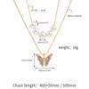 Gold Silver Chain Women for Butterfly Pearl Necklace Double Choker Chains Jewelry Girl Fashion Butterflies Pendant Gift