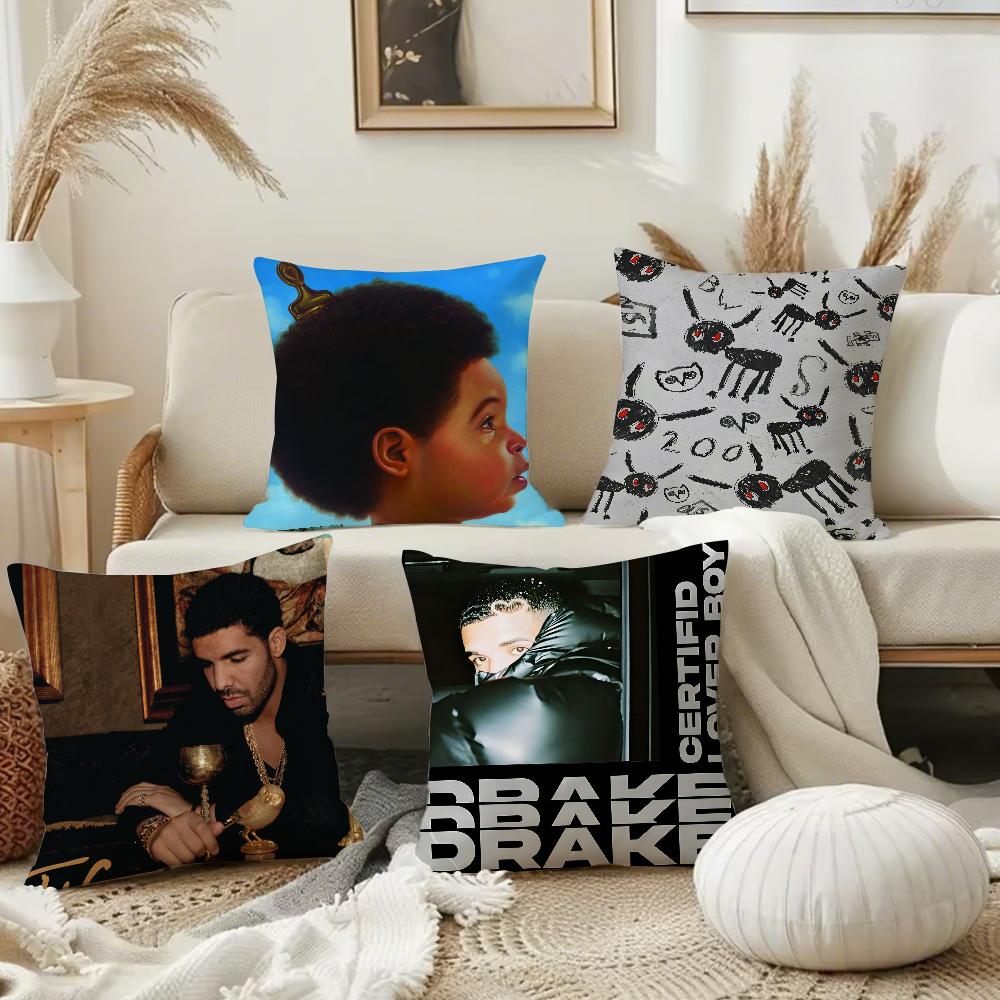 D-Drake For All the Dogs Pillow Case Square Double-Sided Printing Short Plush Sofa Cushion Cover Bedside Pillow