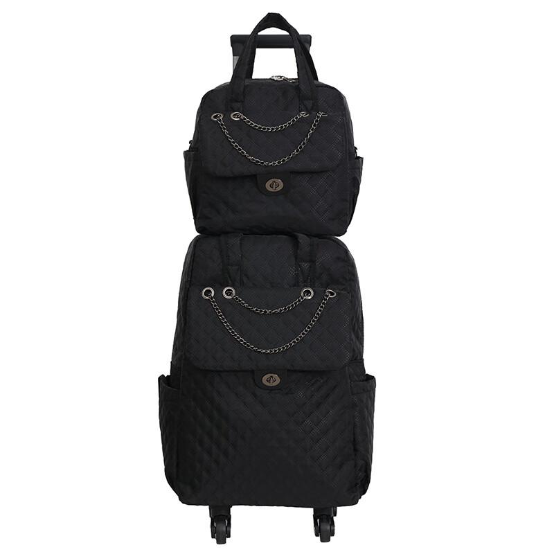 Women s Diamond Pattern Lightweight Carry-On Trolley Bag One Size