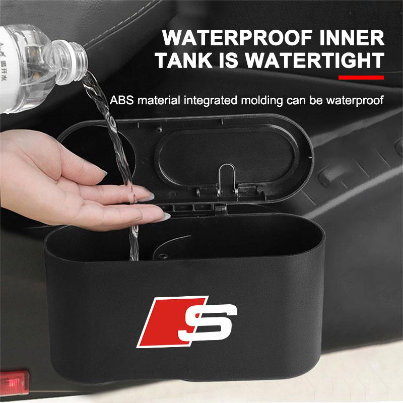 Hanging Car Trash Can Auto Emblem Garbage Box Accessories For Audi C7 C6 C5 B5 B6 B7 B8 B9 D3 Q3 Q5 Q7 TT A1 A3 A4 A5