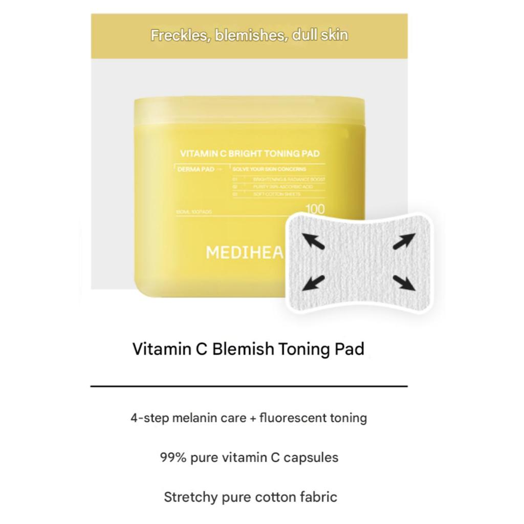 Mediheal Vitamin Bright Toning Pad 100ea + Refill 100ea