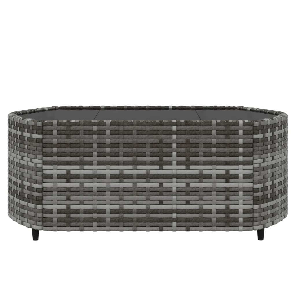 4 Piece Garden Lounge Set with Cushions Grey Poly Rattan