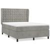 Lit avec sommier et matelas - Maison Exclusive - Velours gris clair - 140x200cm - Tête de lit réglable