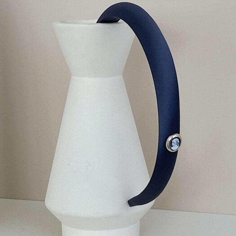 

Тонкий атласный ободок Cameo [Темно-синий] Navy