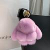 Mini Cute Real Rex Rabbit Fur Bunny Keychain Toy Doll Keyring Tote Bag Charm 10CM Fur Rabbit Keychain Car Bag Pendant