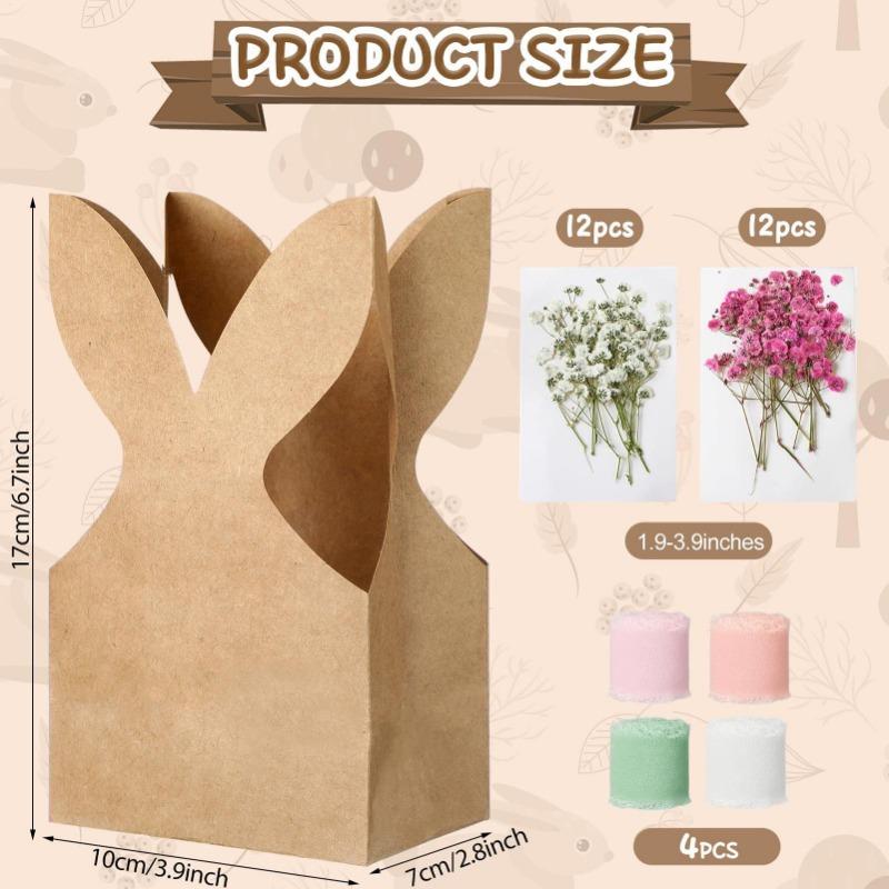 16pcs Easter Bunny Paper Gift Bag Easter Treat Bags Reusable Cute Spring Small Easter Bags Candy Holder For Holiday Party gifts