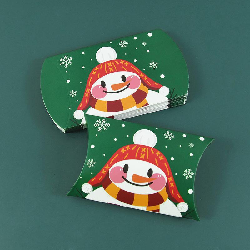 24/12pcs Christmas Pillow Shape Candy Box Merry Christmas Kraft Paper Gift Box Packging Kids Favors Happy New Year Navidad 2025