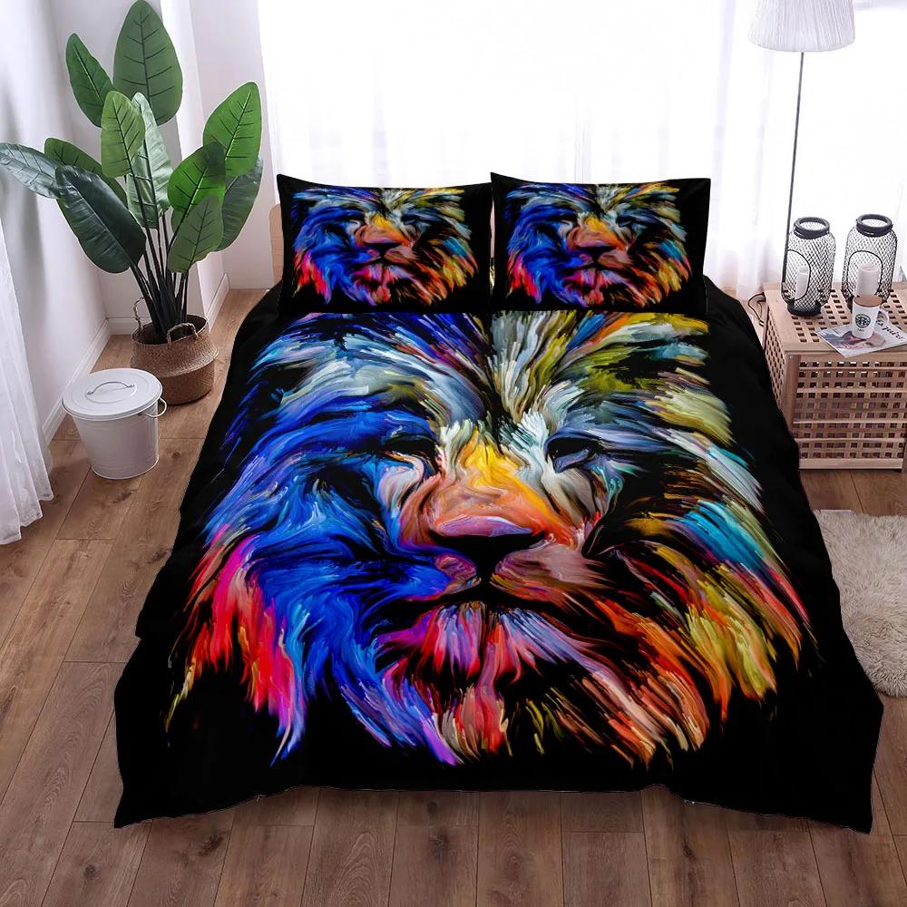 Galaxy Lion 3D Duvet Cover Set EU Single Double King US Twin Full Queen King Green Lantern Bed Linen Set