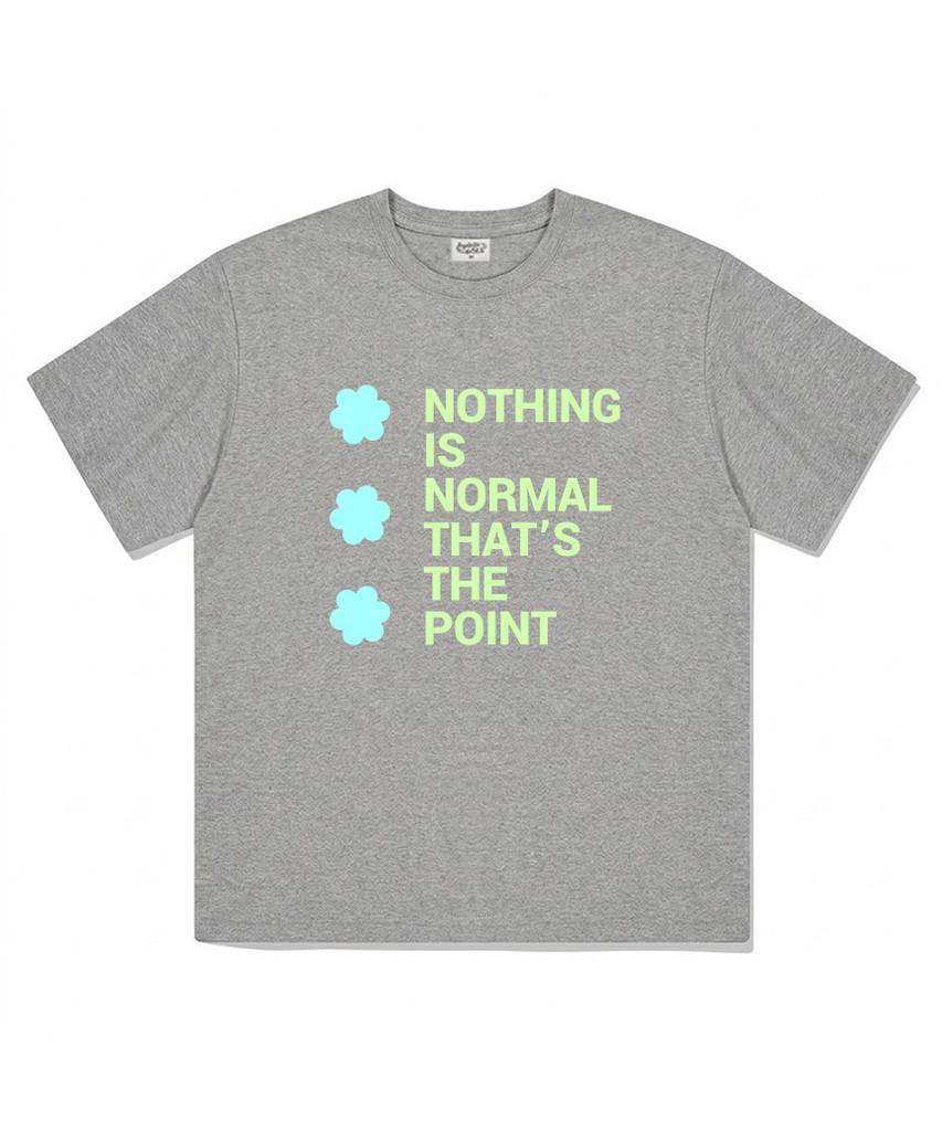 Deomopeuhauseu Nothing Normal Oversized Short Sleeve T-Shirt Gray