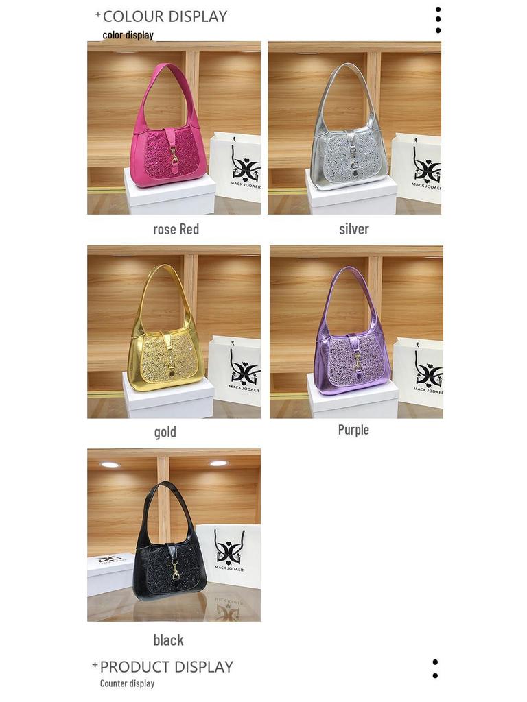 Kadınlar İçin Üst Düzey Taşlı Fransız Baget Omuz Çantası - 2025 Yeni Moda İş Gidip Gelme Tarzı