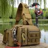 Men Oxford Cloth Sling Bag with Adjustable Widen Straps Fanny Packs Multi-Compartment for Fishing Gear Lure Hooks & Accessories