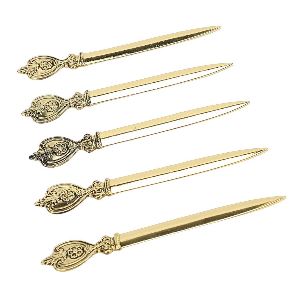 5 Pezzi Apribuste Vintage in Lega di Zinco Metallo Strumento per Aprire Buste e Posta per Casa Scuola Uso Dorato