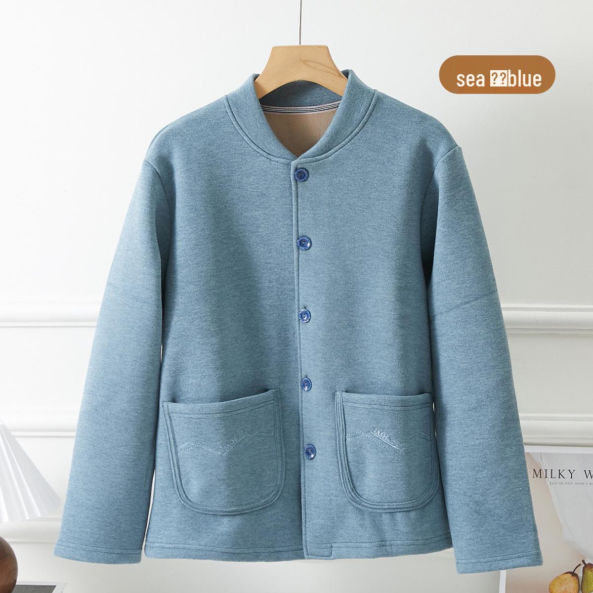 

Теплый кардиган на флисовой подкладке для пожилых женщин - Толстый хлопковый топ с подкладкой для мам и бабушек XL (90-120 lbs)