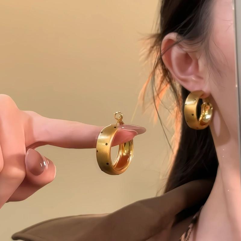 Geometric Circular Polka Hoop Earrings For Women Simple Temperament Metal Hoop Earrings Party Accessory Gift