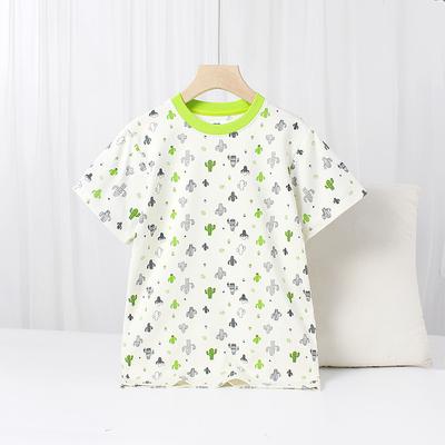 Summer Korean Version of Children's Short-sleeved T-shirt for Children In Contrast Color Full Printed T-shirt for Girls Short Sleeved