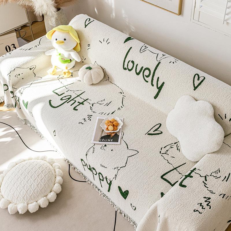 Simple Modern Cute Puppy Plush Cat-like Sofa Towel Living Room Universal Sofa Cover Dust-proof