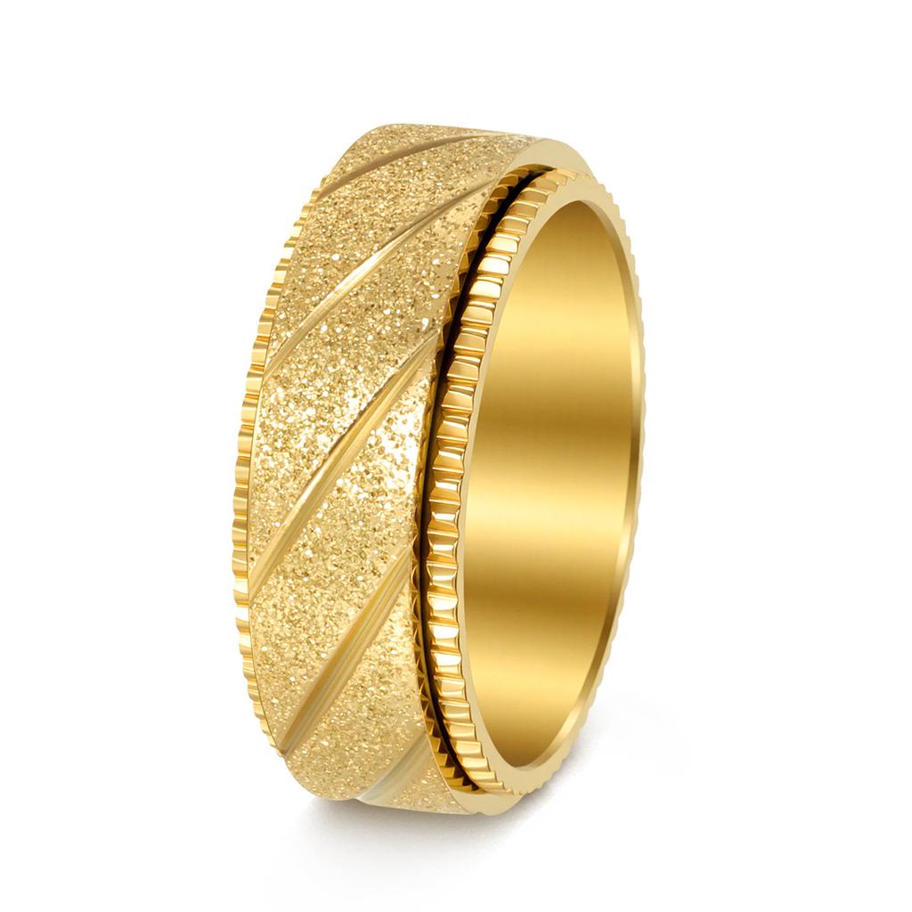 Personalized and Creative Three Color Frosted Stainless Steel Ring, Rotatable Couple Ring, Men's Fashionable and Trendy