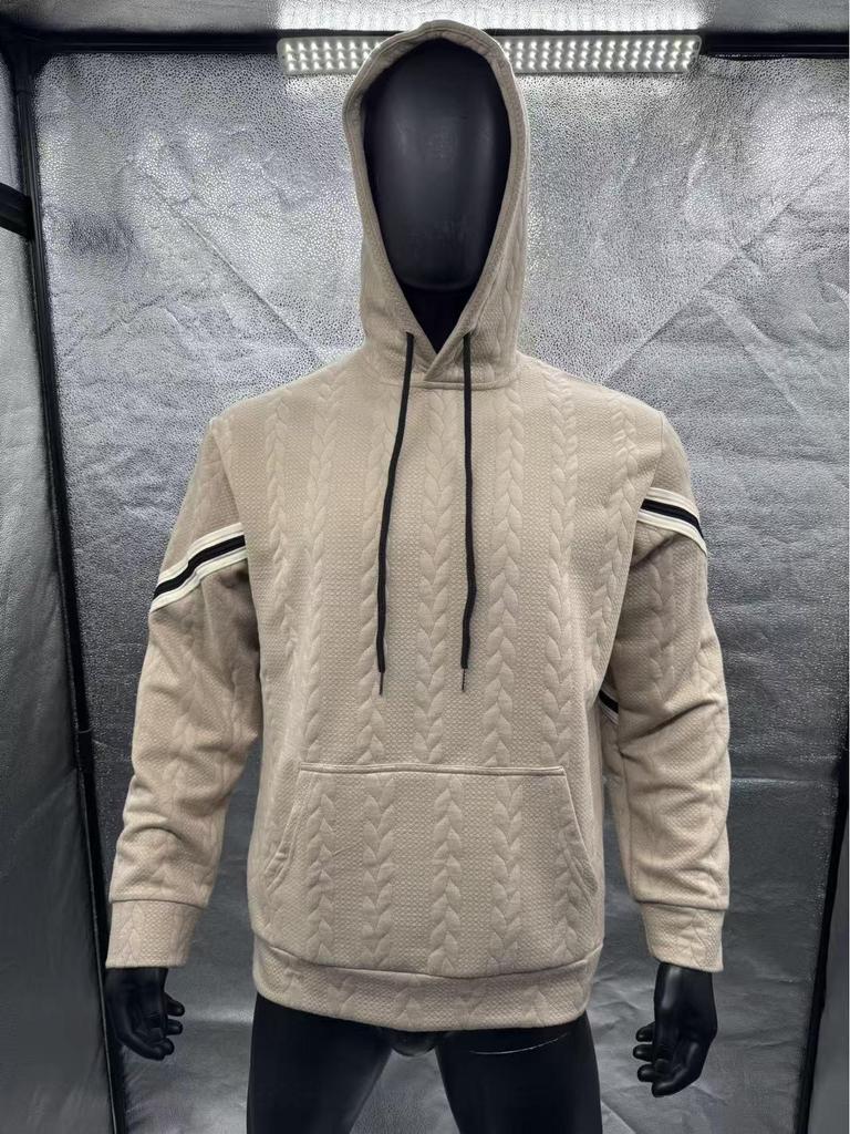 Autumn/Winter Jacquard Heavyweight Men's Warm Hooded Outdoor Sports Hoodie