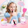 VBACALA Pretend Play Makeup Toy for Uncolored Makeup Pretend Play Toy with Storage Birthday Gift Girls, Set, Plastic, Lipstick, Mirror, Eyeshadow,